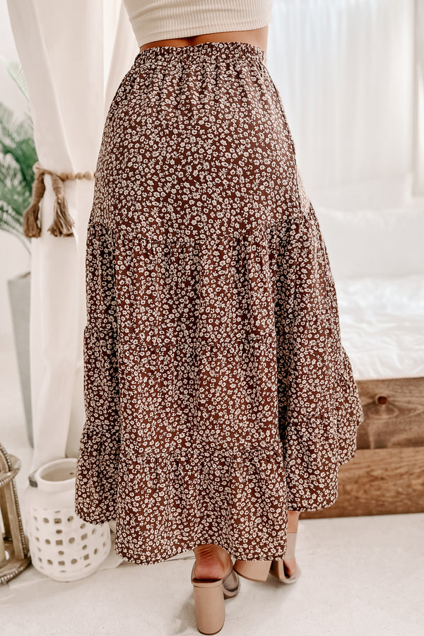 Take Me To Taos High-Low Floral Midi Skirt (Mocha Combo) - NanaMacs