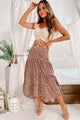 Take Me To Taos High-Low Floral Midi Skirt (Mocha Combo) - NanaMacs