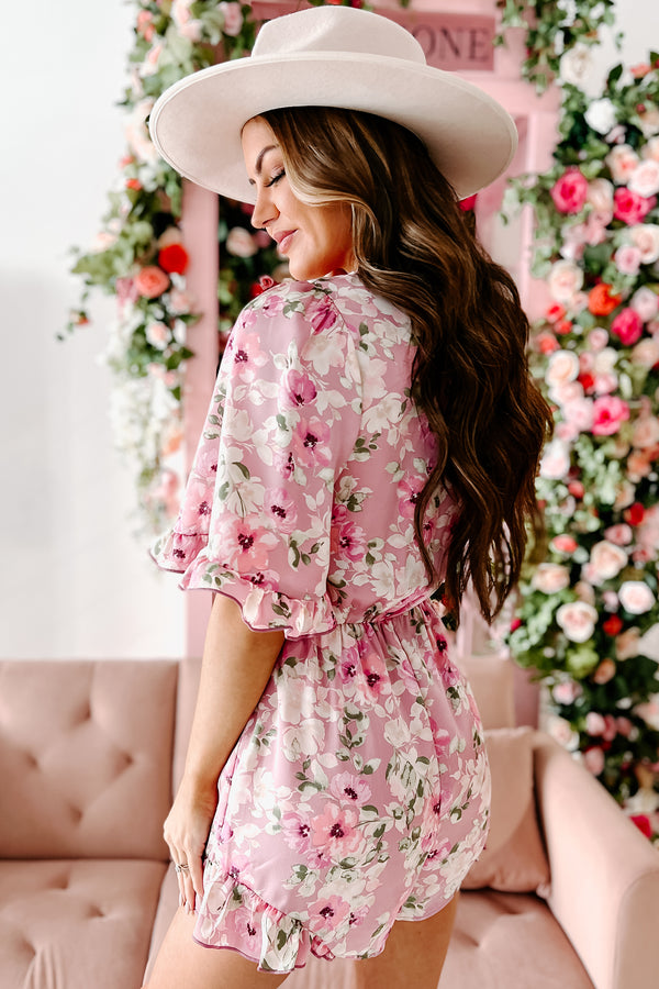 Pure Sweetness Floral Surplice Romper (Dusty Pink Multi) - NanaMacs