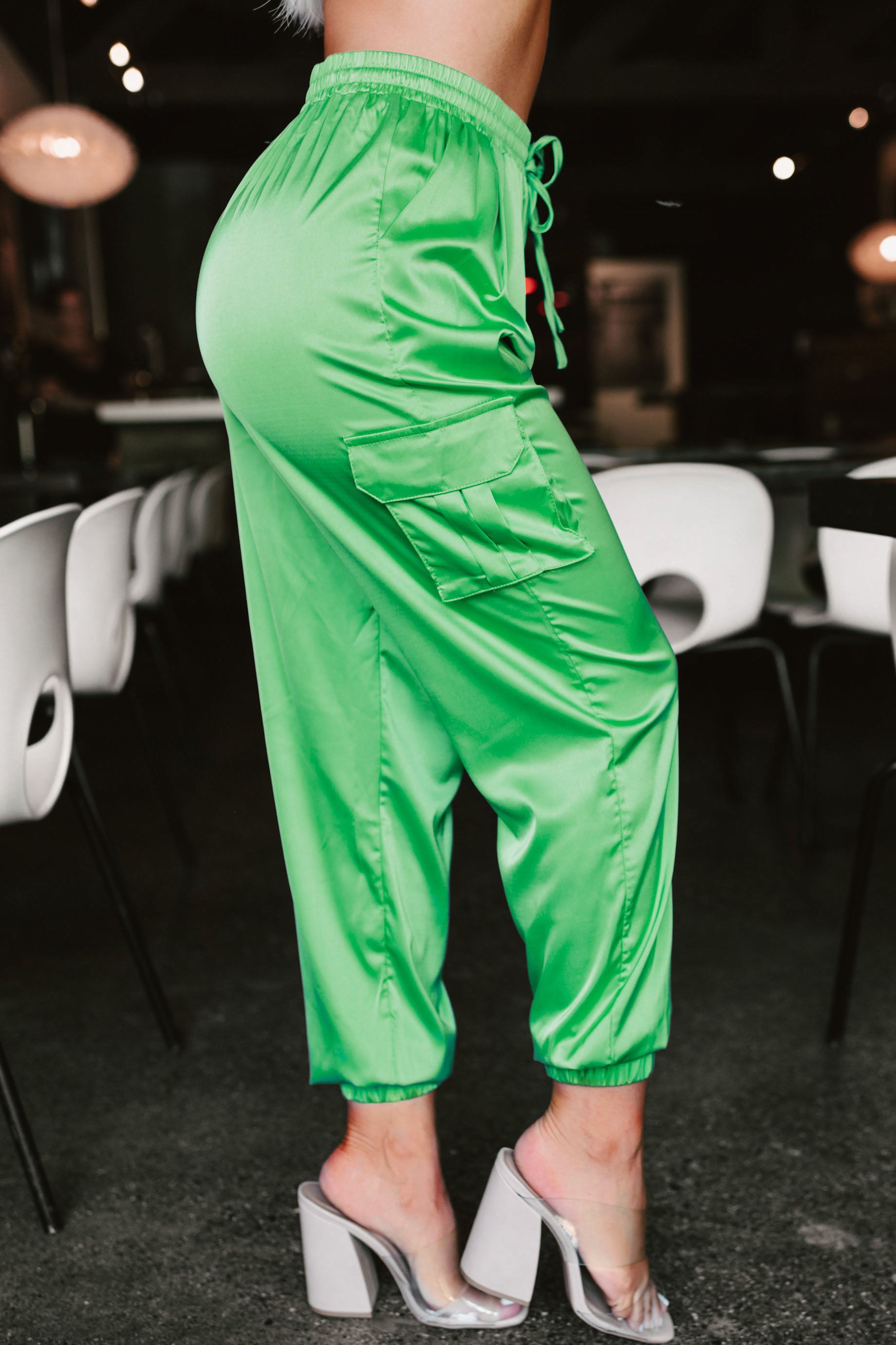 Green 2025 silk joggers