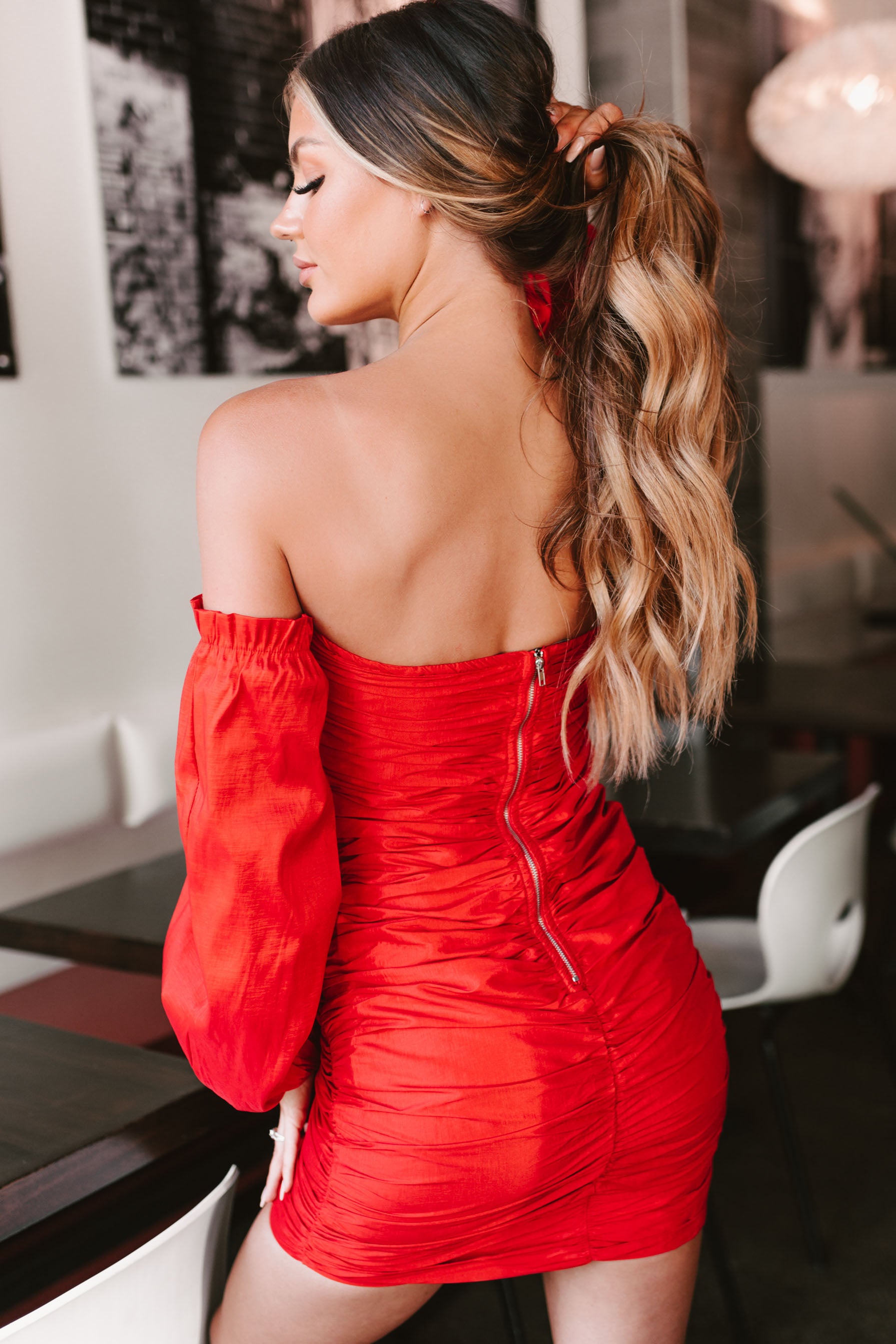 Another Hot Spell Off The Shoulder Mini Dress (Red) - NanaMacs