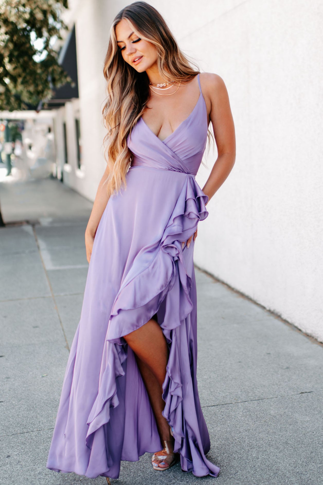 Buy Purple Modal Solid V Neck Asymmetrical Maxi Dress For Women by Wear  JaJa Online at Aza Fashions.