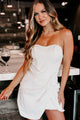 Getting It Girl Satin Strapless Mini Dress (White) - NanaMacs