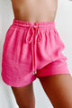Impressions That Last Linen Drawstring Shorts (Hot Pink) - NanaMacs