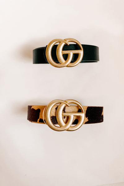 Mending Fences Faux Fur & Faux Leather Belt Set (Taupe/Black) - NanaMacs