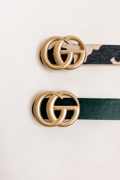 Mending Fences Faux Fur & Faux Leather Belt Set (Beige/Black) - NanaMacs