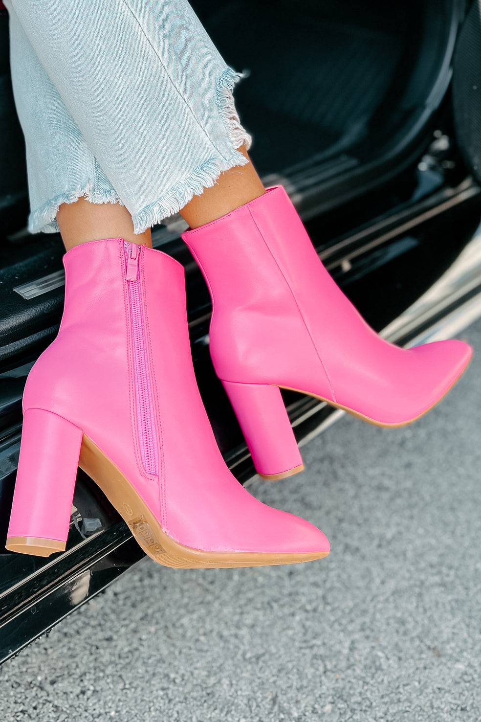 Hot Take Faux Leather Booties Hot Pink NanaMacs