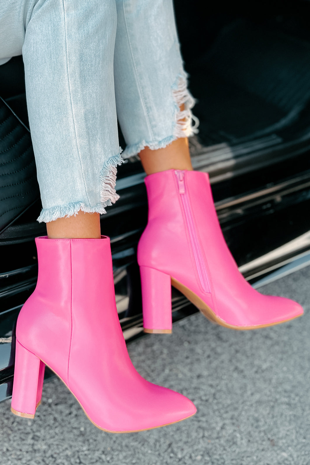 HIGH HEELS FOR WOMEN Women's Fashion Platform Ankle Boots Chunky High Heel  Round Toe Zipper Western Chelsea Booties Dressy Short Boot (Color : Pink  With Plush, Size : 8) : Buy Online