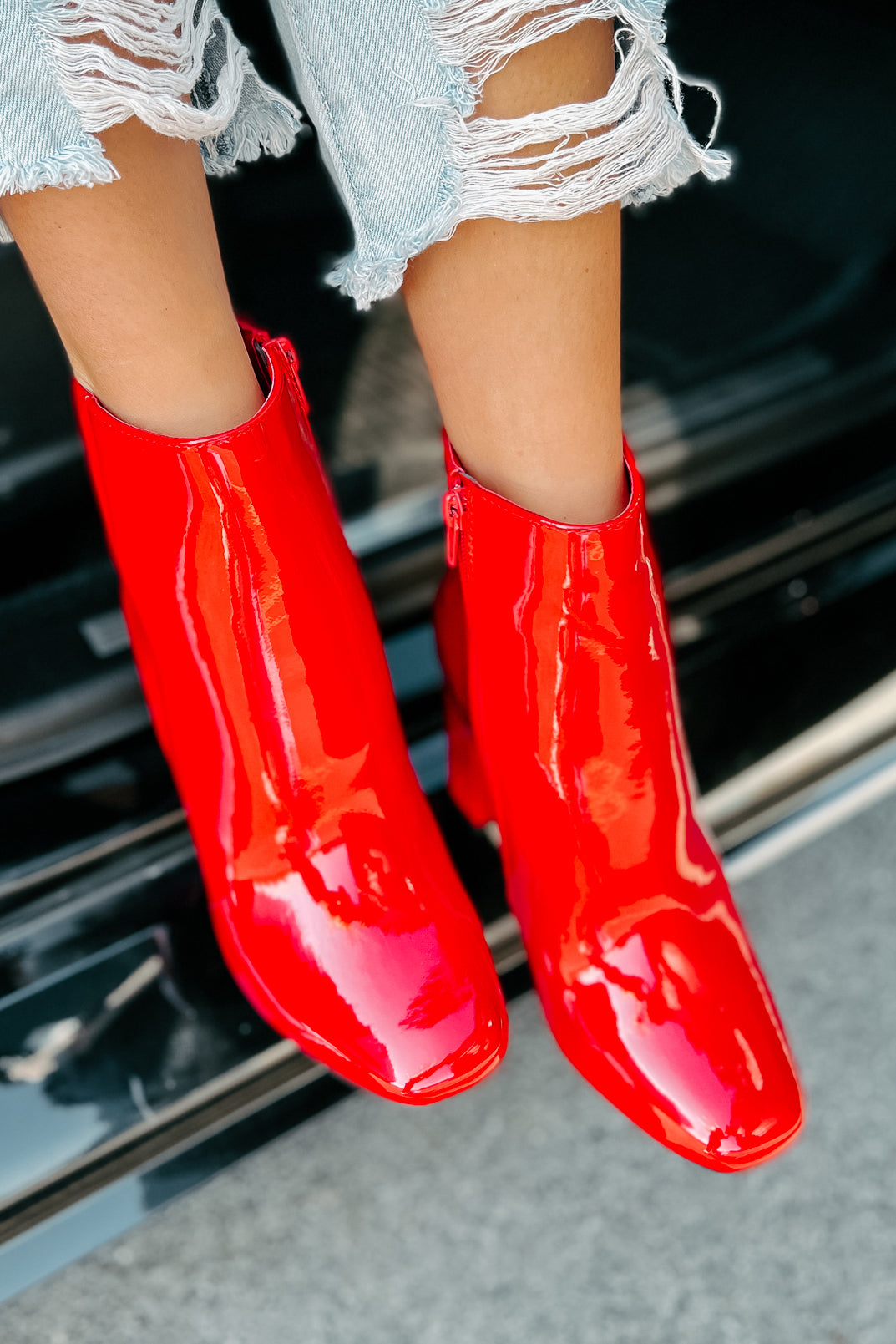 Patent leather outlet red booties