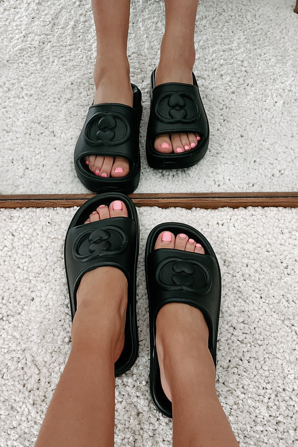 Always Chill PVC Platform Slide Sandals (Black) - NanaMacs