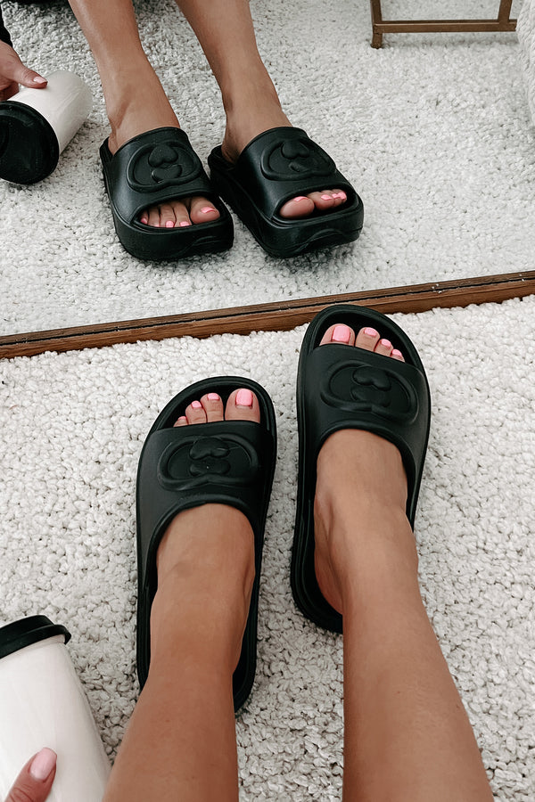 Always Chill PVC Platform Slide Sandals (Black) - NanaMacs