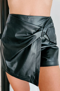 Don't Be Shady Faux Leather Mini Skort (Black) - NanaMacs