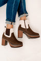 IMPERFECT Stay In Step Sherpa Cuff Platform Booties (Brown) - NanaMacs