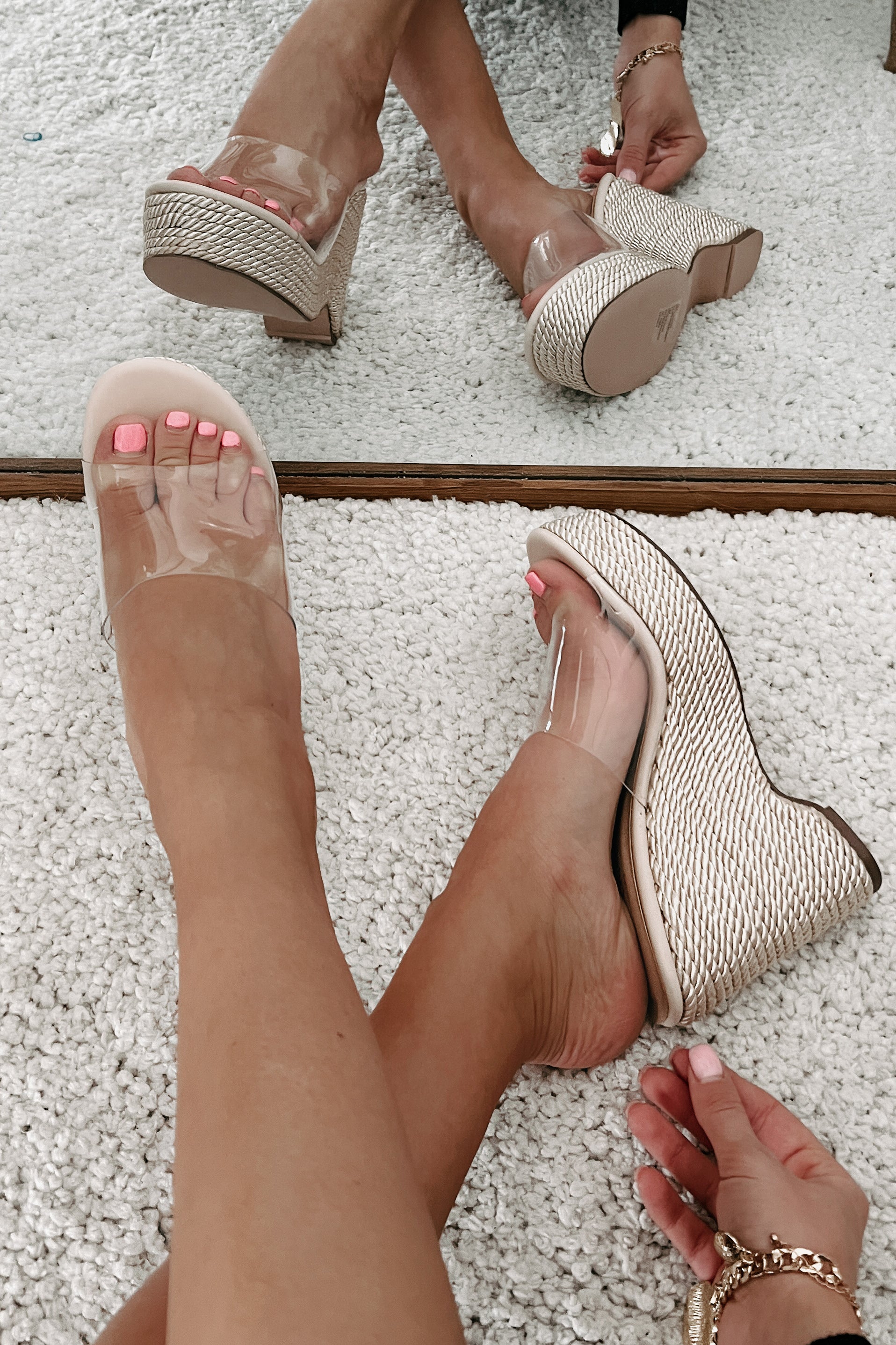 Wedge sandals with hot sale clear straps