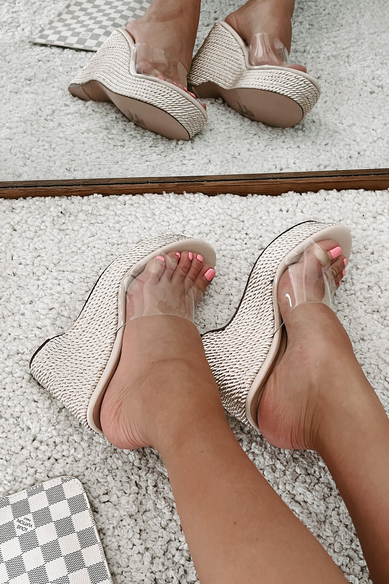 Louis Vuitton White Jelly Wedge Sandals