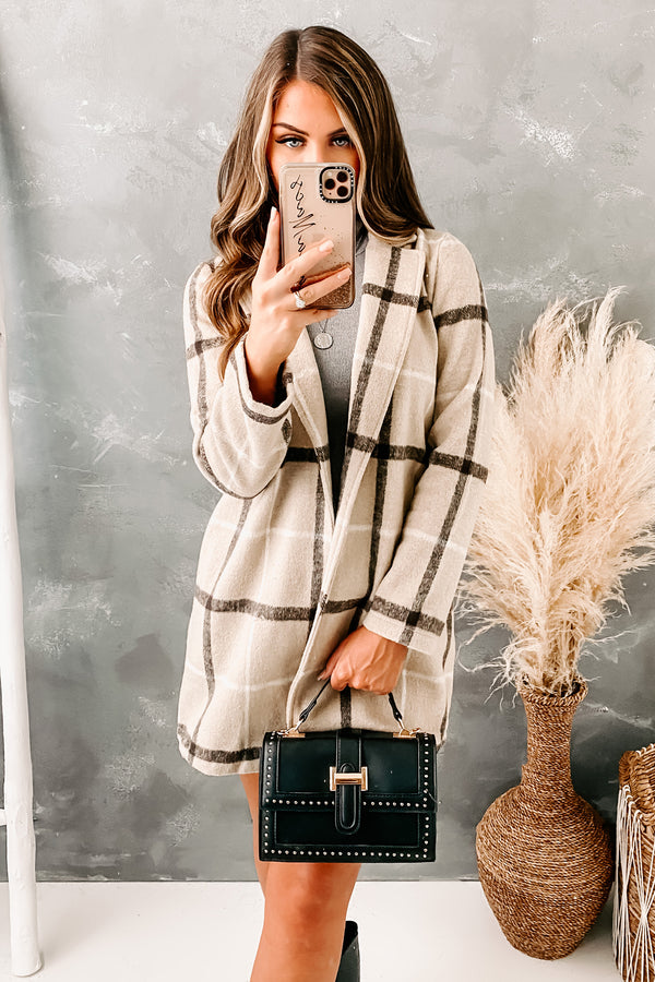 "Perfectly Plaid" Plaid Coat (Oatmeal) - NanaMacs