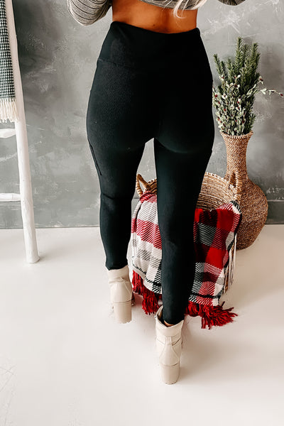 Working On It Ribbed Leggings (Black) - NanaMacs