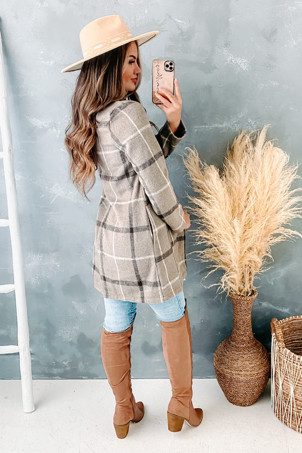 "Perfectly Plaid" Plaid Coat (Khaki) - NanaMacs