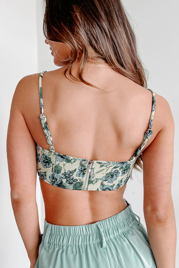 Don't Hold Your Breath Floral Corset Top (Green/Blue) - NanaMacs