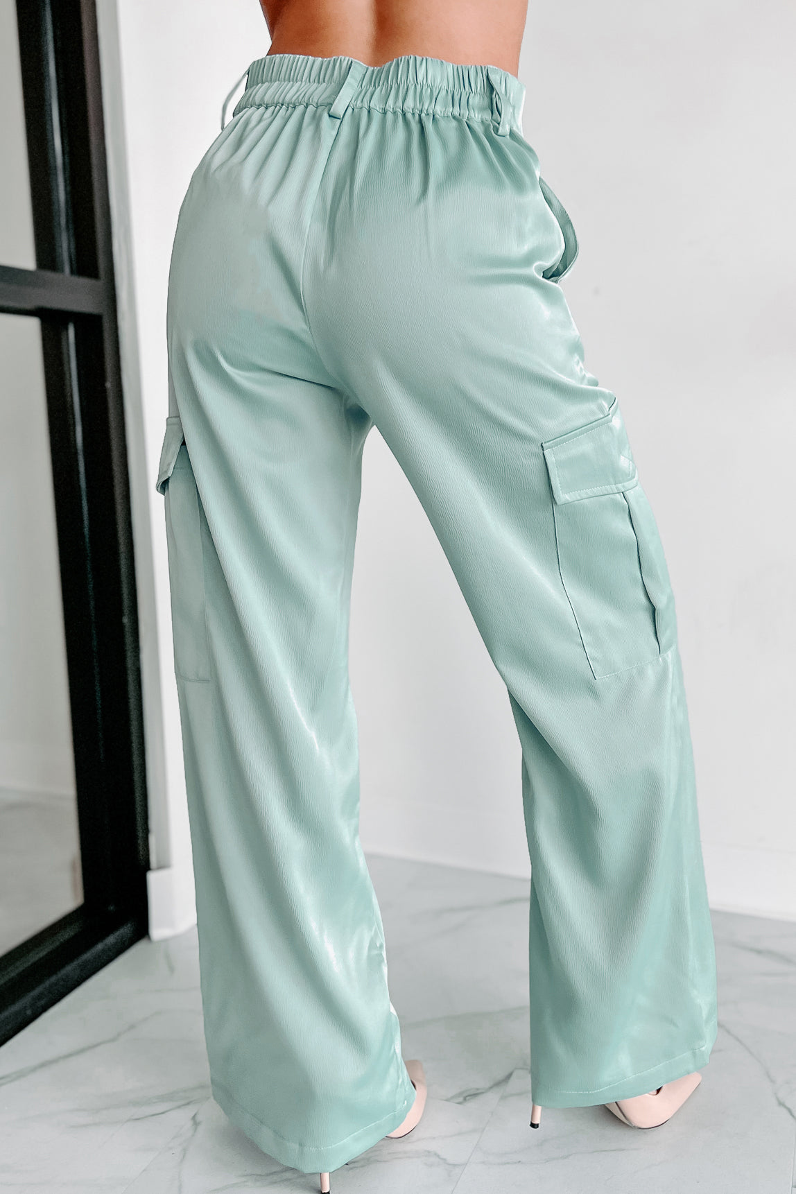 Blue Cuffed parachute pants – Savina