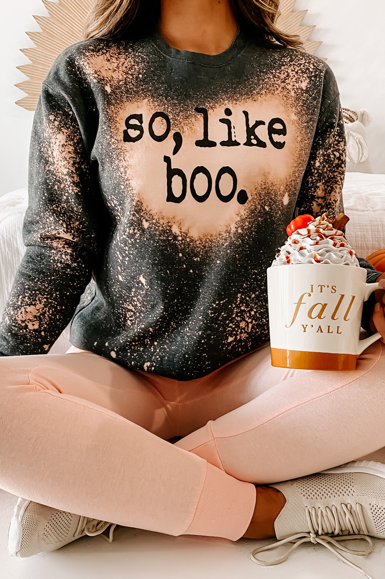 "So, Like Boo." Bleached Graphic Sweatshirt (Heather Charcoal) - NanaMacs