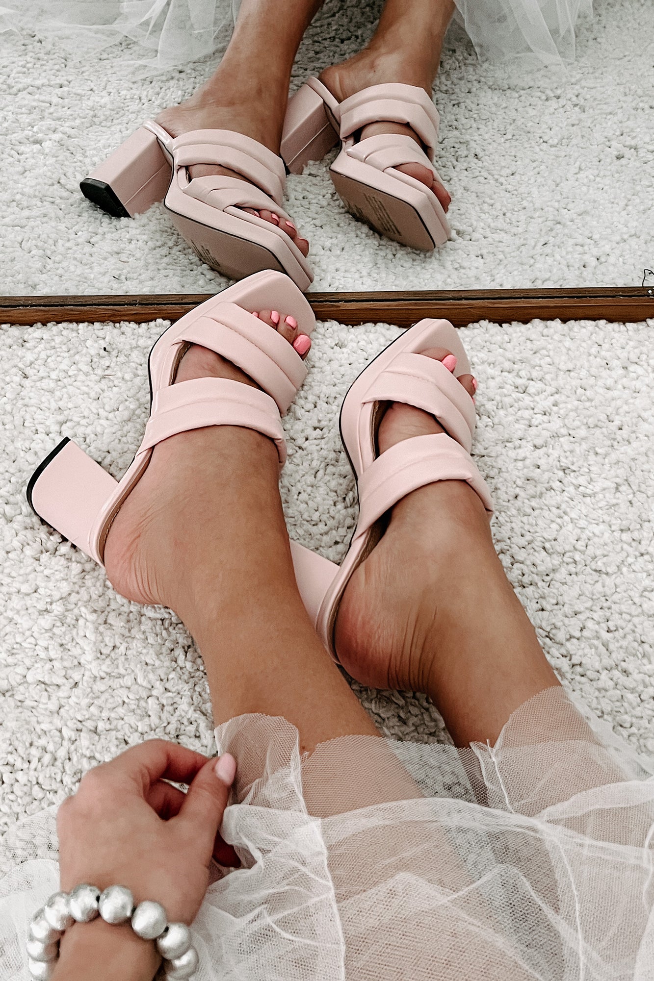 Double The Trouble Cushioned Strap Square Toe Heels (Pink) - NanaMacs