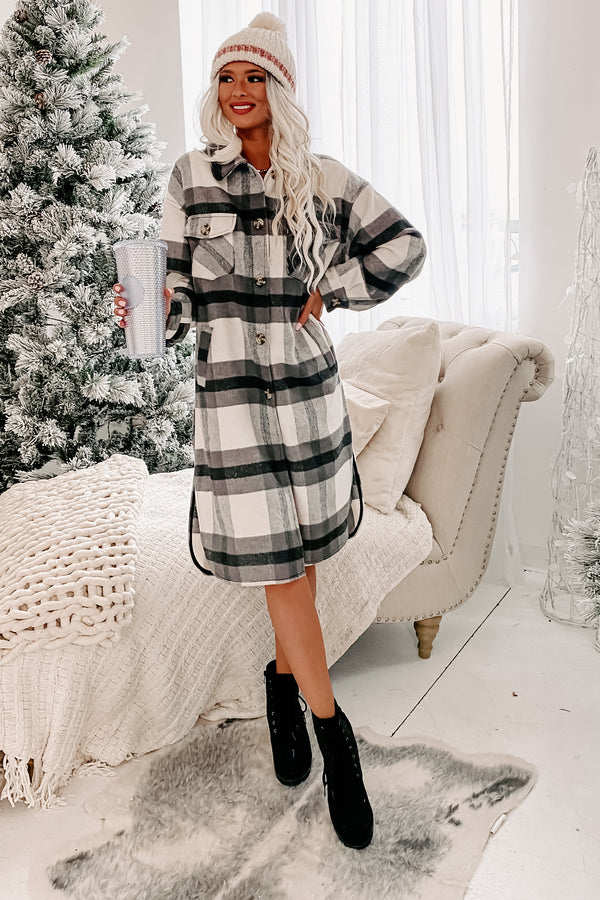 The Everything Plaid Long Plaid Shacket (Black) - NanaMacs