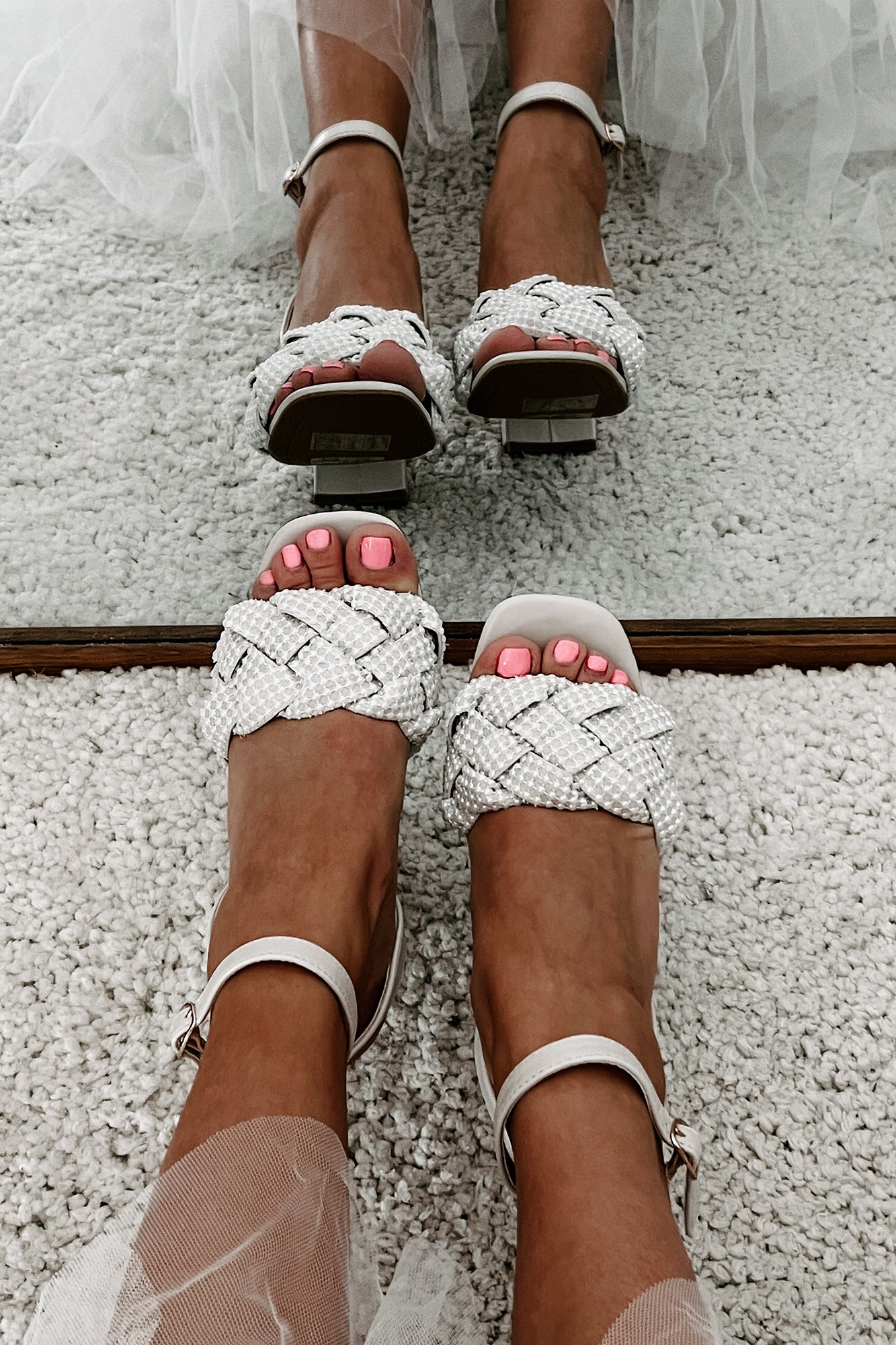 Beaded Clear Block Heeled Sandals | POPBAE