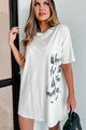 "Here For The Haunting" Oversized Graphic T-Shirt Dress (Vanilla) - Print On Demand - NanaMacs