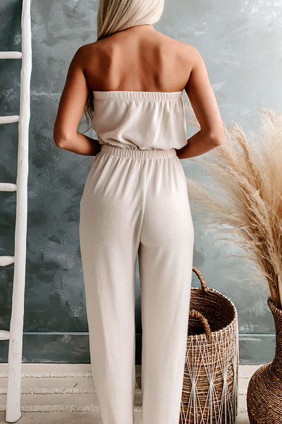 Living In It Strapless Jumpsuit (Sand) - NanaMacs