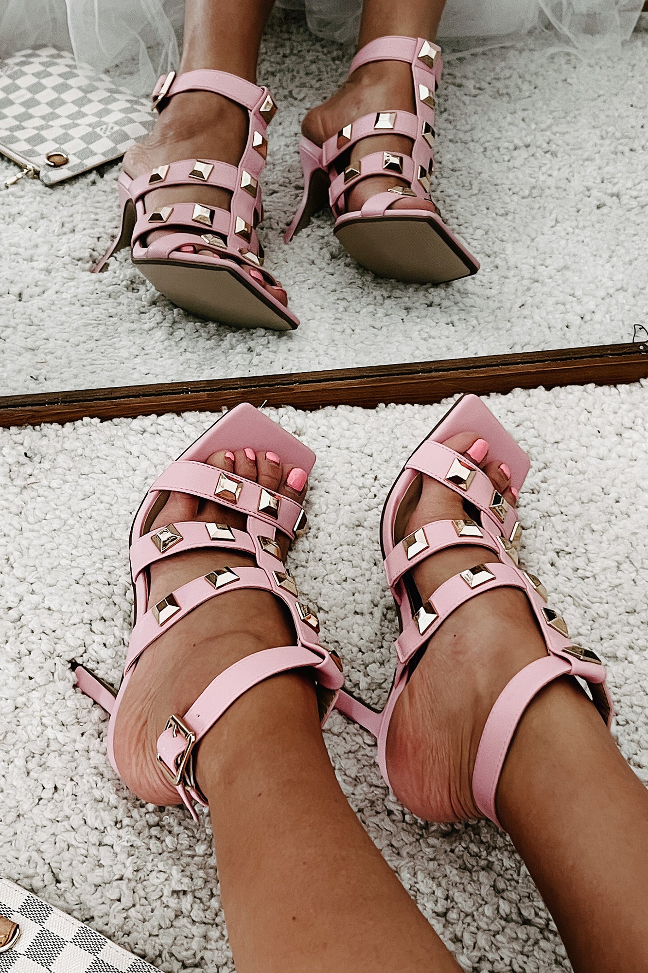 Pink 2025 studded heels