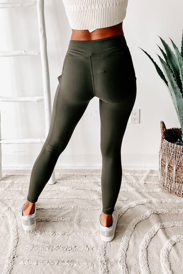 MVP Moves Buttery Soft Thigh Pocket Leggings (Olive) - NanaMacs