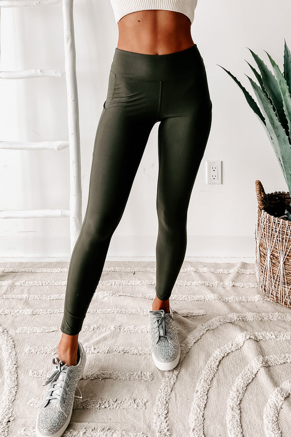 MVP Moves Buttery Soft Thigh Pocket Leggings (Olive) - NanaMacs