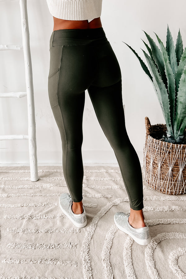 MVP Moves Buttery Soft Thigh Pocket Leggings (Olive) - NanaMacs