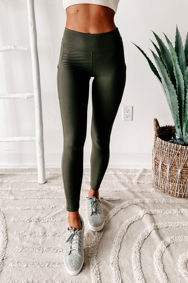 MVP Moves Buttery Soft Thigh Pocket Leggings (Olive) - NanaMacs