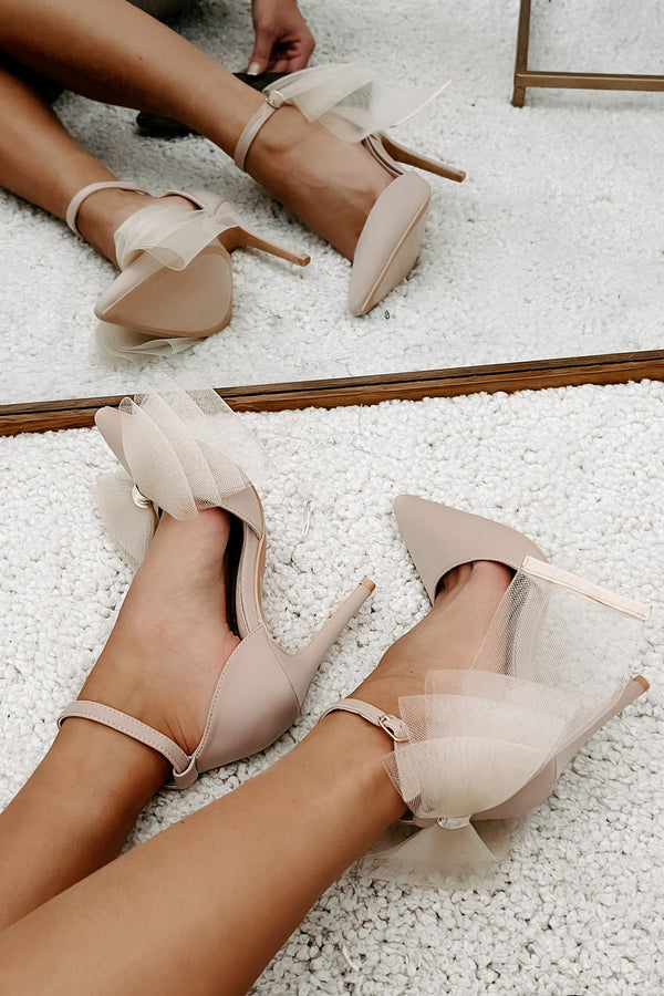 Mis-Matched Magic Bow Detailed Heels (Beige) - NanaMacs