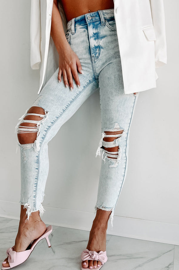 Hollis High Rise Distressed Eunina Skinny Jeans (Light) - NanaMacs