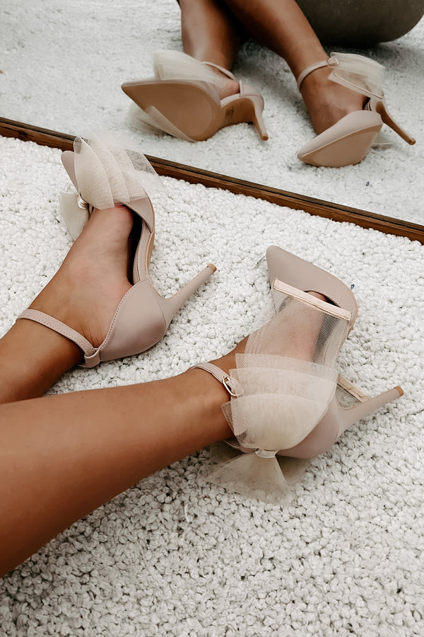 Mis-Matched Magic Bow Detailed Heels (Beige) - NanaMacs