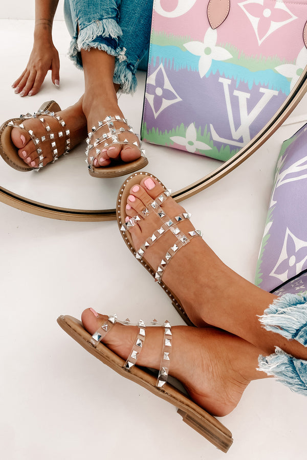 No Promises Studded Sandals (Clear) - NanaMacs