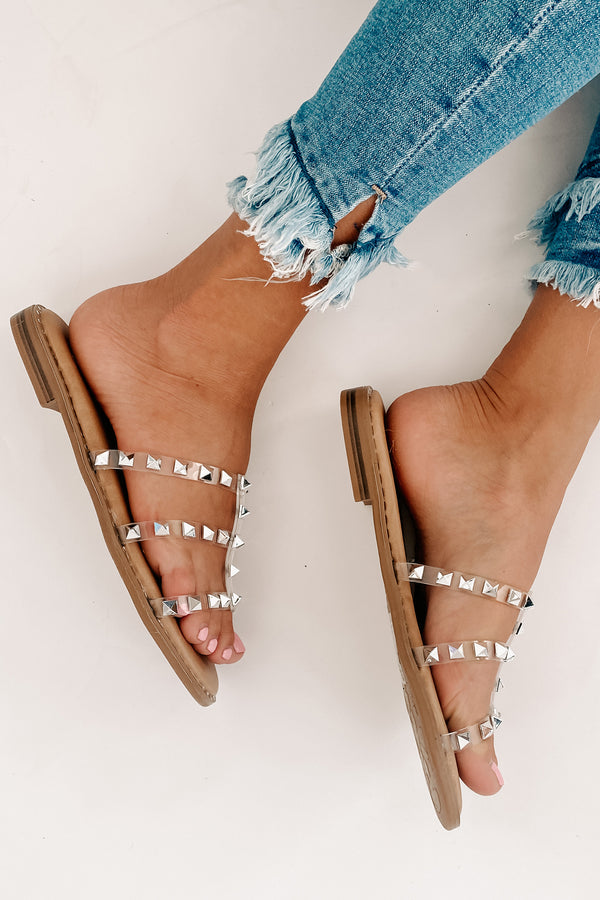 No Promises Studded Sandals (Clear) - NanaMacs