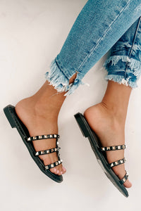 No Promises Studded Sandals (Black) - NanaMacs