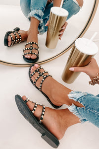 IMPERFECT No Promises Studded Sandals (Black) - NanaMacs