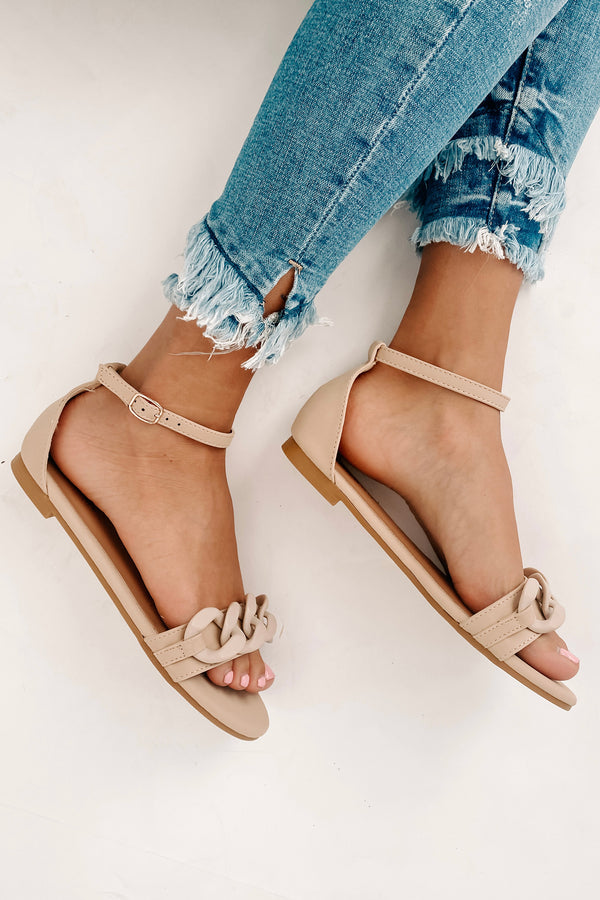 IMPERFECT Leopold Ankle-Strap Chain Sandals (Nude Nubuck) - NanaMacs