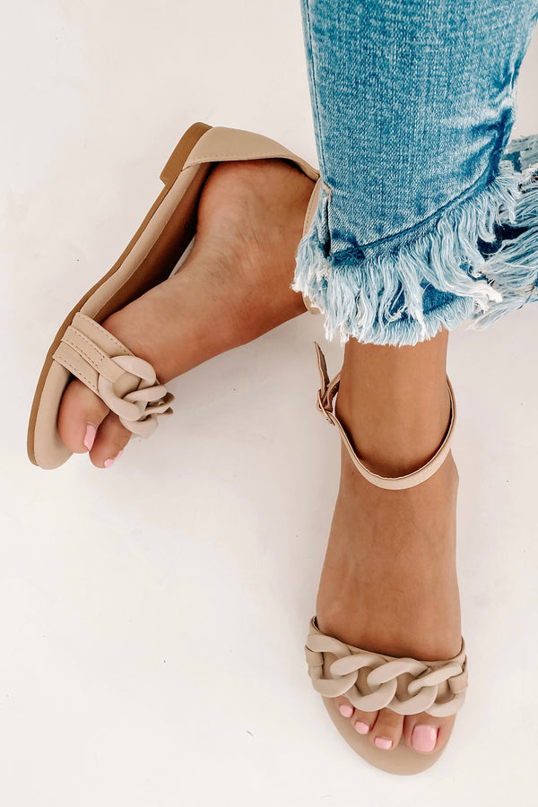 IMPERFECT Leopold Ankle-Strap Chain Sandals (Nude Nubuck) - NanaMacs