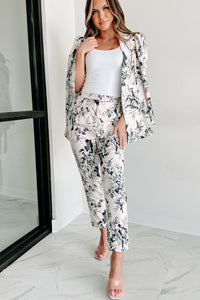 With Intent Abstract Two Piece Pant Set (Cream/Black) - NanaMacs