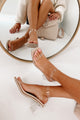 Ukiah Square Toe Clear Heeled Sandal (Clear Nude) - NanaMacs
