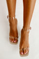 Ukiah Square Toe Clear Heeled Sandal (Clear Nude) - NanaMacs