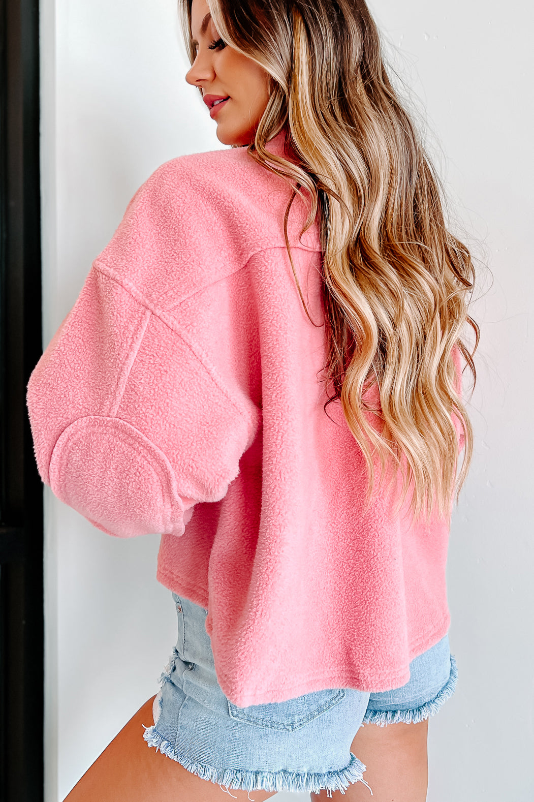 Encapsulating Joy Brushed Fleece Shacket (Pink) - NanaMacs