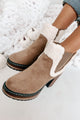 IMPERFECT Stay In Step Sherpa Cuff Platform Booties (Taupe) - NanaMacs