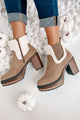 IMPERFECT Stay In Step Sherpa Cuff Platform Booties (Taupe) - NanaMacs